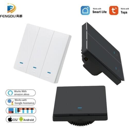 Tuya WiFi Smart Switch Push Button EU Wall Light Switches Work with Google Assistant Alexa Compatible
