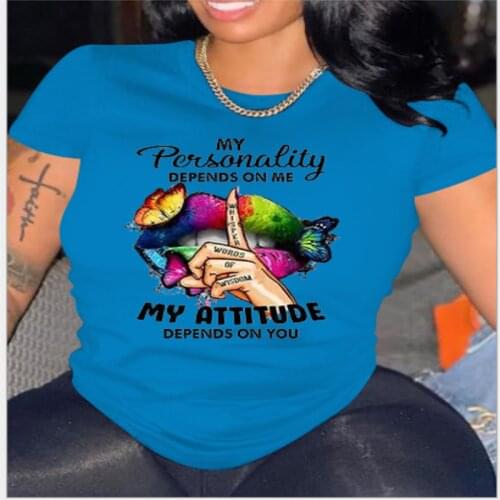 Women Classic Colorful Lips Short Sleeve Fashion Print Summer Lady Womens Clothing Tops T-Shirt Shirt Tees Female T Shirt