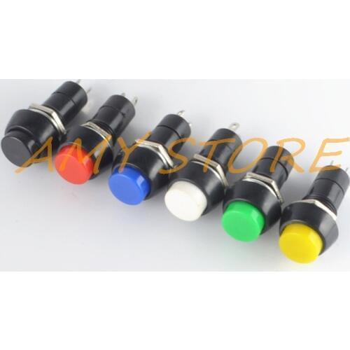 10pcs 2Pin Plastic 12mm Round Push Button PBS-11A Self Lock Latching PBS-11B Momentary Non-lock Switch 3A 150V