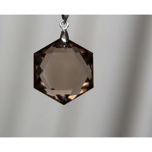 100% NATURAL smoky quartz crystal point Star of David pendant