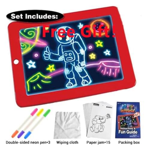 3D Magic Drawing Pad LED Light Luminous Board Intellectual Developmen Toy Children Painting Learning Tool Painting Toy