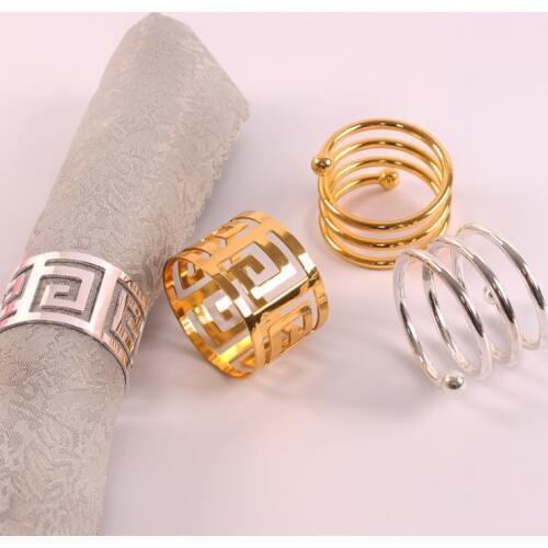 4pcs Herringbone napkin buckle back Napkin ring, fine double beads sp napkin holder for Hotel wedding table Decoration items