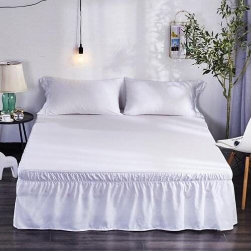80Inch Polyester Bed Skirt Wrap Around 3 Fabric Sides Elastic Dust Ruffle, Easy Fit Wrinkle -with 15 Inch Drop-ABUX