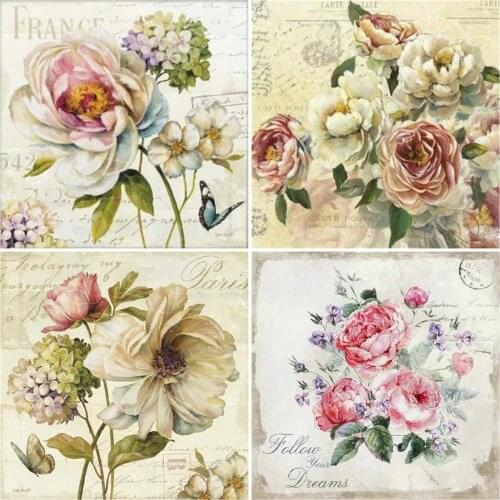 HUACAN 5D DIY Diamond Painting Flower Full Square Round Mosaic Diamond Text Rhinestone Picture Home Decoration