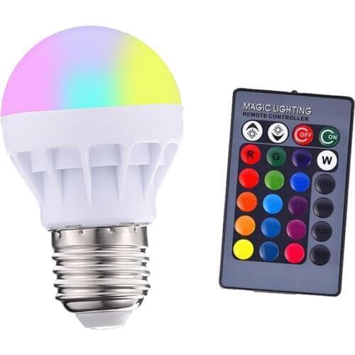 RGB Color Changing Light Bulbs with Remote Control E27 Lights Bulbs 85-265V 30000H IP54