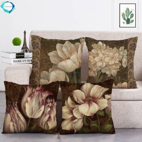 45x45cm Retro White Flower Pattern Decorative Cushion Cover Pillow Pillowcase 45*45 Throw Pillows Home Decor Pillowcove