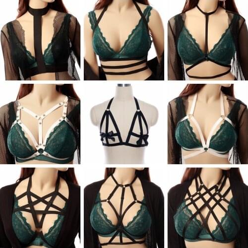 Fetish High Quality Women Diverse Sexy Womens Exotic Lingerie Chest Harness Bondage Belt Goth Hanging Neck Cage Bra Bdsm Toys