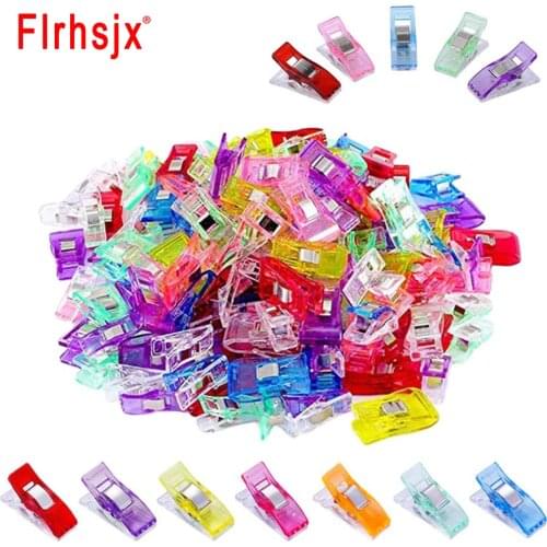 FLRHSJX 30pcs Plastic Sewing Clips Fabric Quilting Tools Colorful Fabric Clamps Small Garment Binding Clips Hemming Knitting Kit