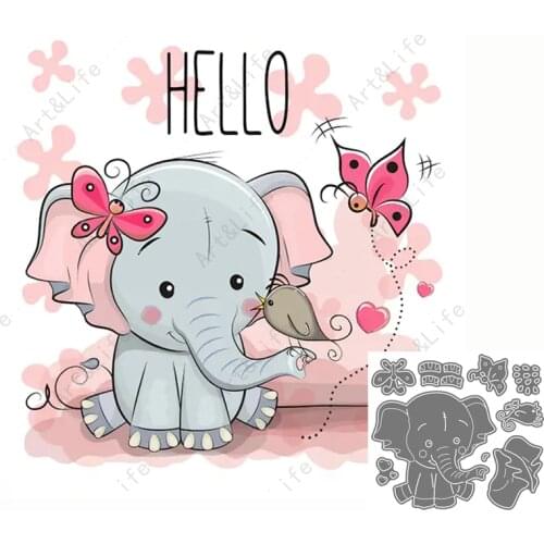 Hot New Popular Metal Cutting Dies Cute Elephant and Bird Stencils for Making Scrapbooking Album Birthday Card Embossing Cut Die