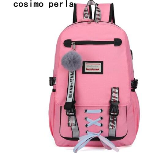 High Quality Fashion Casual Sports Backpacks for Teenage Girls Canvas Large Laptop Bookbags Antitheft USB Bagpack Travel Mochila
