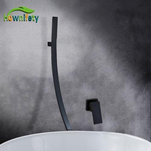 Hownifety Chrome Black Brushed Nicekl Bathroom faucet 70cm length Bathtub hot and Cold mixer Crane Wall mount