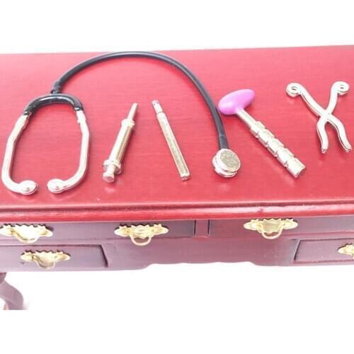 5Pcs 1/12 Dollhouse Mini Stethoscope Care Tools Hospital Accessories Toys Set