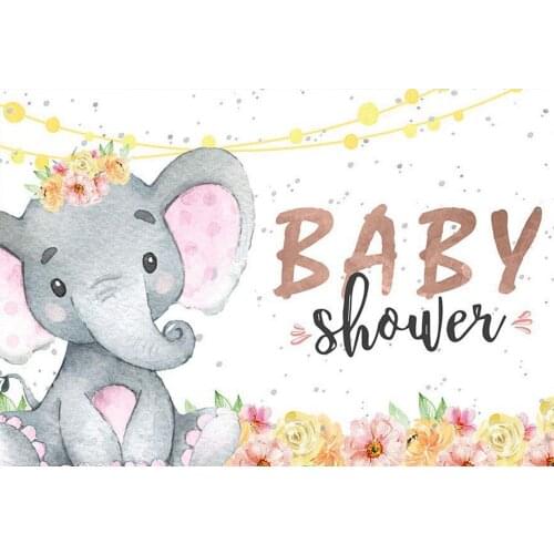 Sweet Girl Elephant Baby Shower Party Backdrop Cute Pink Baby Peanut Banner Newborn Portrait Background Poster Studio Decoration