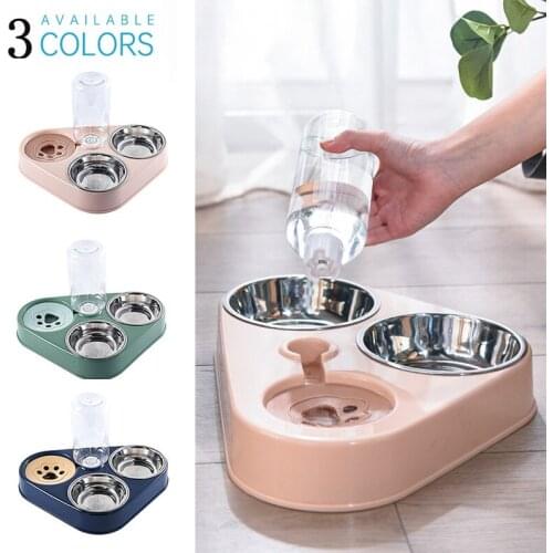 Three-In-One Pet Feeder Cat Dog Automatic Feeding Bowl Drinking Bowl Anti-Overlap Kitten Puppy Supplies Bebedero Perro