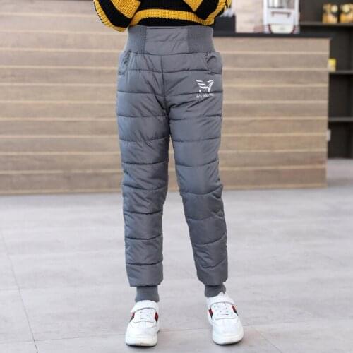 Fashion Girls Boys Warm Down Pants Winter Children High Quality Down Pants Teens Down Trousers Kids Ski Down Padded Pants