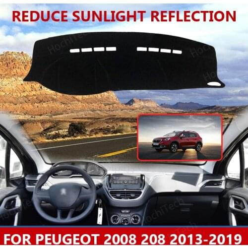 For Peugeot 2008 208 2013-2019 Dashmats Car-styling Accessories Dashboard Cover Pad Carpet sunshade