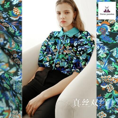 Natural mulberry silk crepe de chine fabric cloth per meter 14mm 112 cm wide drape printed clothing dress fabric alibaba express