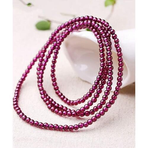 2018 Newly Genuine Natural Purple Red Garnet Crystal Bracelet Round Beads Four Times Nice Women Crystal Stone Bracelet AAA