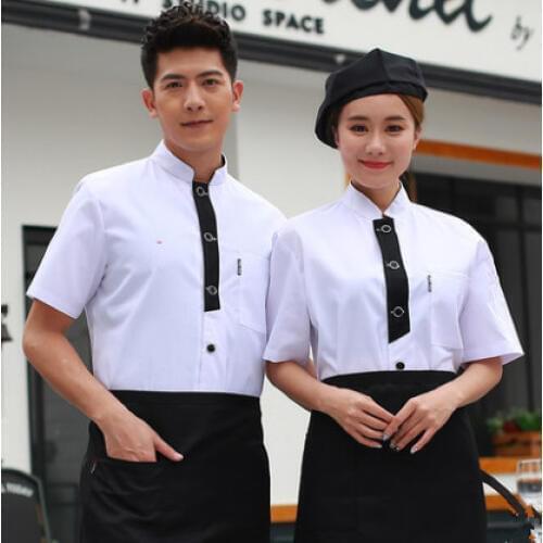 New Arrival M-3XL Unisex Kitchen Chef Uniforms Short Sleeves Breathable Double Breasted Chef Jacket & Aprons Bakery Food Service