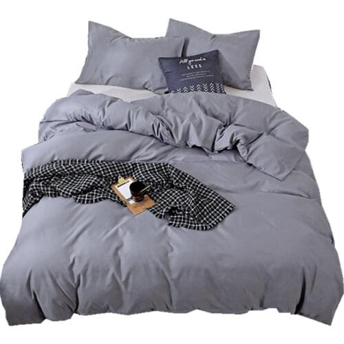 Solid Color Bedding Duvet Cover Set Simple Design Comforter Sanding Quilt Case And PillowCase Twin/Queen/King Size Bedclothes