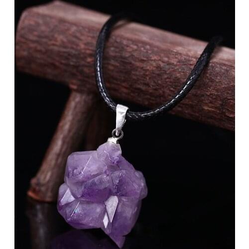 Amethysts Gemstones Necklace 18 inch Free Form Healing Crystals Chakra Stone Jewelry Women Girls Birthday Mothers Gifts