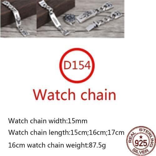 D154 S925 sterling silver watch chain bracelet retro jewelry hip-hop punk street personality cross strap birthday gift