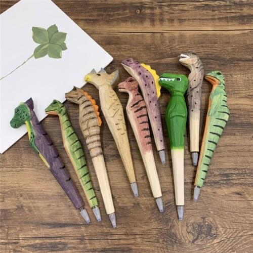 Carved Wood Pen Various Dinosaur Shape Gel Pen Novelty Stationery Advertising Gift Pen Ankylosaurus Tyrannosaurus Triceratops