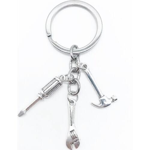 Handmade Creative Repair Kit Screwdriver Hammer Wrench Keychain, Repairman Keychain Memorial Gift