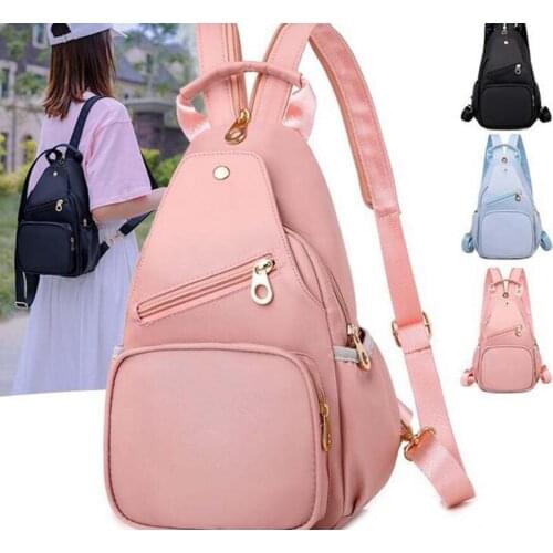 Free Shipping New Style Waterproof Nylon Backpack Womens Fashion Zipper Crossbody Chest Bag Casual Double Shoulder Bags