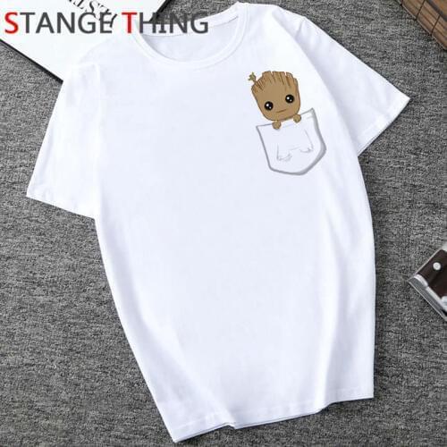 Cute Bady Groot Funny Cartoon T Shirt Men Casual Groot Unisex T-shirt Cool Anime Kawaii Tshirt Hip Hop Streetwear Top Tees Male