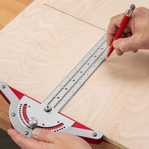 Woodworing Angle Ruler Protractor Round Head Rotary Carpentry Multi Angle Ruler Tools Stainless Steel Measuring Instrument