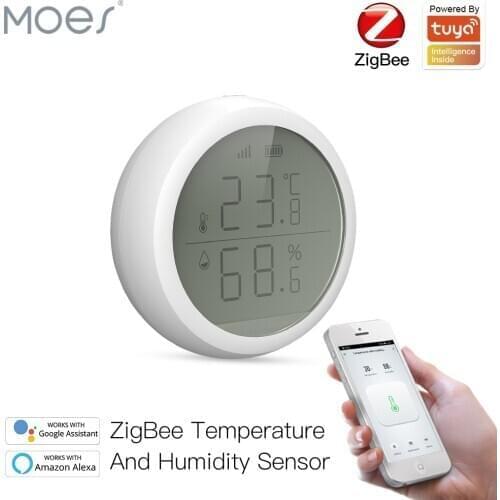 Tuya Smart ZigBee Smart Temperature And Humidity Sensor With LCD Display Battery Powered With Smart Life App Alexa Google Home