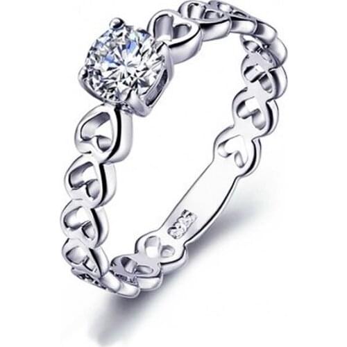 Heart to Heart Design 925 Sterling Silver Rings For Women Hearts & Arrows Cutting Cubic Zirconia Jewelry LR500200