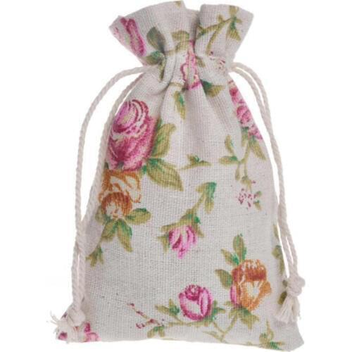 10X14cm Vintage Flower Natural Burlap Gift Candy Bags Wedding Party Favor Pouch Jute Gift Bags Party Supply ZA6403