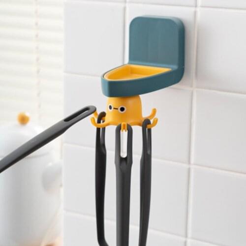 Punch-free Kitchen Rotating Rack Creative Kitchenware Storage Rack Wall-mounted Spatula Spoon Rack Key Holder Organizer Wall