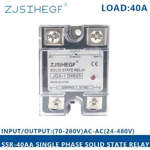 Factory SSR-40AA Solid State Relay input voltage 90~280V AC to output voltage 24~480V AC Load 40A SSR for industrial equipment