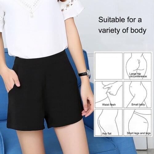 Women High Waist Wide Leg Short Pants Casual Loose A-line Shorts Plus Size 3XL Shorts Chiffon Loose Pocket Panties