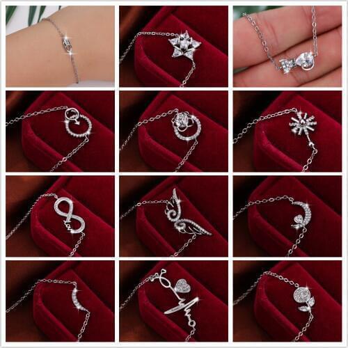 Lingmei New Fashion Jewelry Wedding Bracelets For Women White Zircon Silver Color Chain Elegant Jewelry Gifts