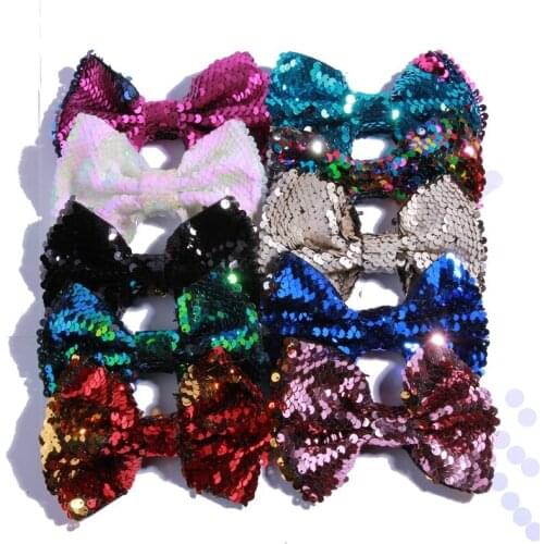 10PCS 13CM Newborn Luxurious Shiny Bowknot Bow For Headwear Sequin Bows For Women Hair U Pick