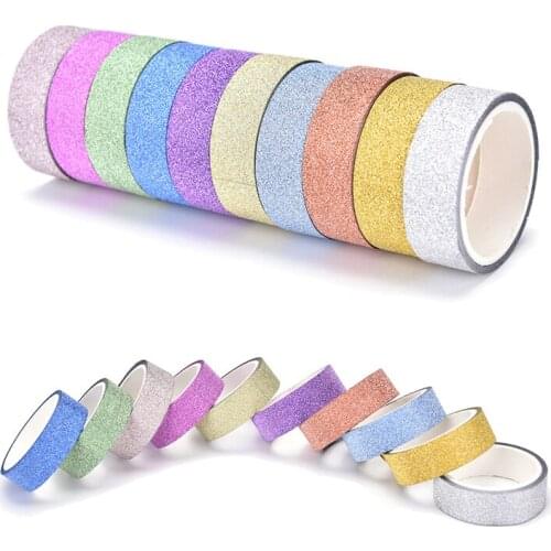 2021 New 10 Rolls/batch 3M Glitter Paper Tape DIY Paste Paper Scrapbook Sticker Book Decoration