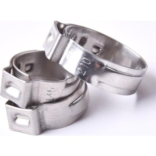 5.3-6.5mm Pinch Clamps Stepless Single Ear Tight-Seal Vibration-Resistant for Firm Hose and Tube 304 Stainless Steel Pack 100