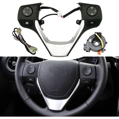 84250-02560 Buttons Bluetooth Phone Steering Wheel Audio Control Button For TOYOTA Corolla RAV4 2014 2015 Silver frame