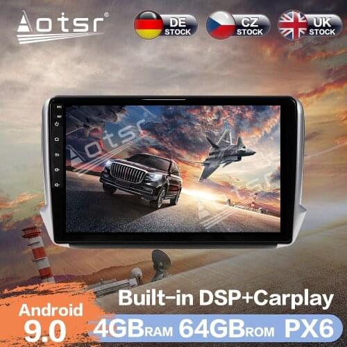 Aotsr 4G+64G Android 9.0 Car Radio GPS Navigation DSP For Peugeot 2008 208 2011 2012 - 2019 Multimedia Video Player DVD Player