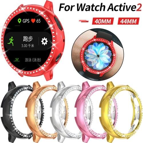 Diamond Thin PC Cover for Samsung Galaxy Watch Active 2 Case 40mm 44mm Active2 Bumper Women Shiny Shell Accessorie