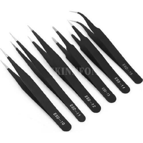 DHL 200Set Electronics Tweezers Anti Static Tweezers Set Straight Curved Electronic Craft Repairing Maintenance Tools