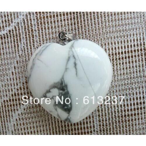 HOT!hot free Shipping new 2014 Fashion diy 5pcs natural howlite heart pendant 25mm MY4681