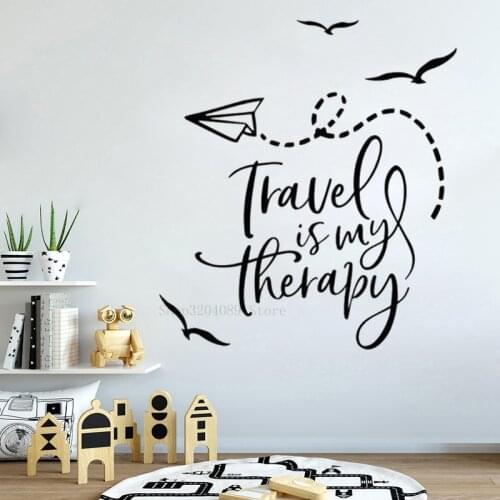 Interesting Travel Quote Wall Decal Vinyl Adventure Birds Plane Sticker Travel Office Wall Decor Home Bedroom Decal Poster CN237