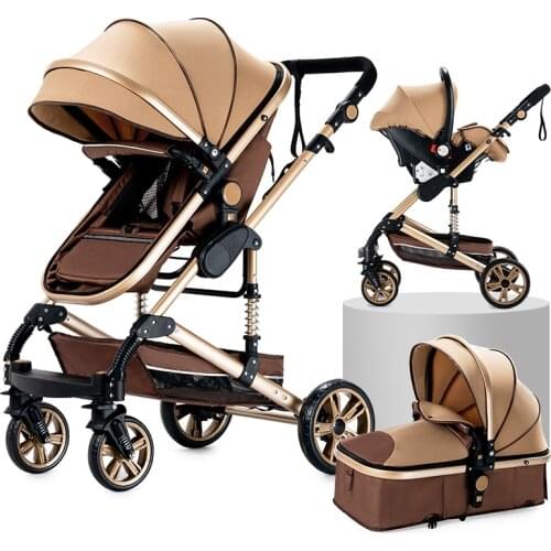 Newborn baby 3 in 1 stroller Baby Stroller Luxury Portable High Landscape 4 Wheel Stroller Baby Trolley Kinderwagen Poussette