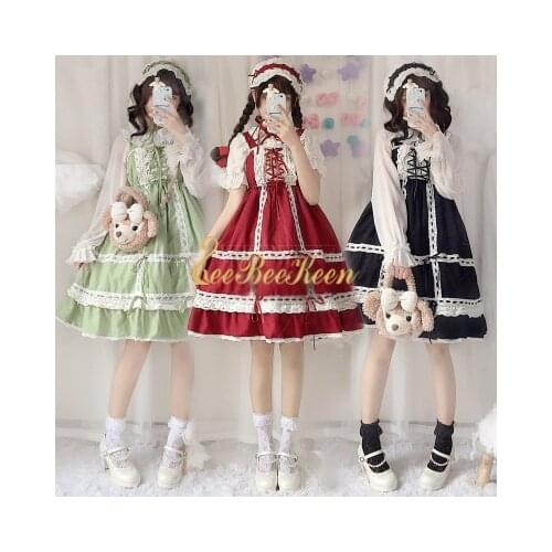 Lolita Anime Cosplay Costume For Girls Lolita Maid Role Play Female Lolita Ribbon Lace Dress Lolita Japanese Cute Girls clothes