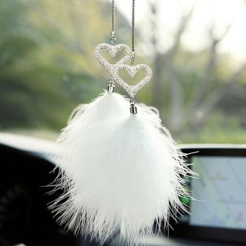 Creative Car Feather Pendant Mirror Hanging Ornament Automotive Interior Decorations Fashionable Pendants